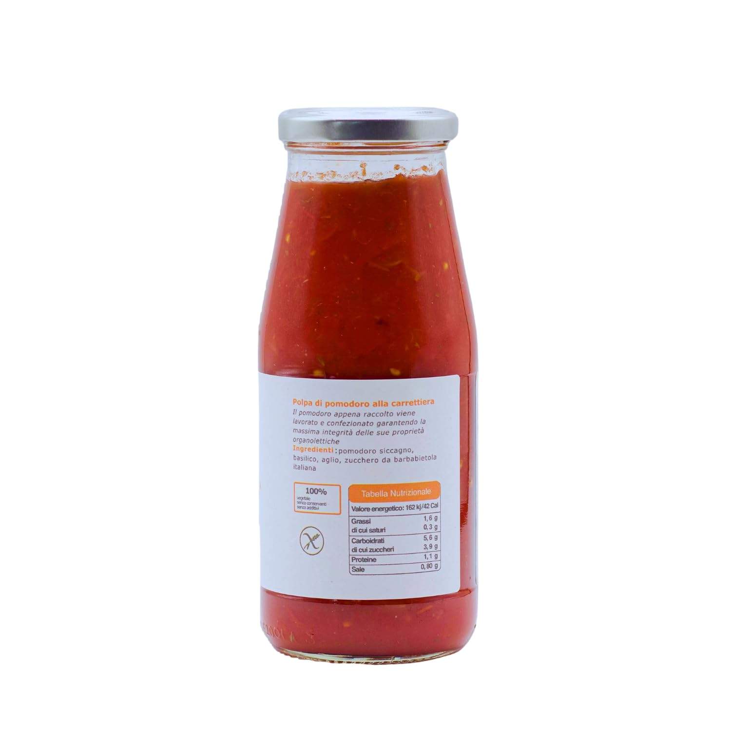 RACILIA 6x450gr Polpa di Pomodoro alla Carrettiera con Siciliano Siccagno, Basilico, Aglio, Zucchero da Barbabietola Italiana - Vegano, Senza Ogm | Pomodori Tradizione Siciliana