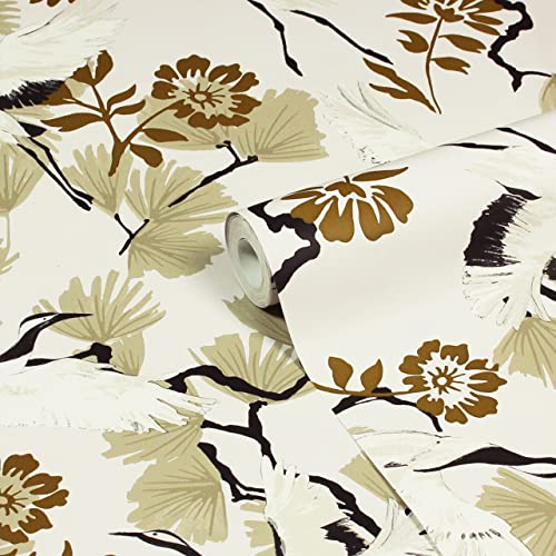 furn. Demoiselle Botanical Printed Wallpaper, Natural