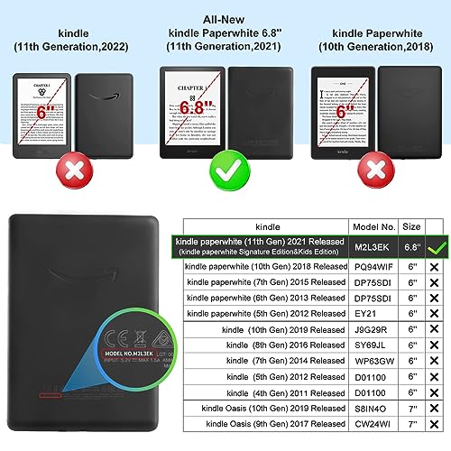 Image of CoBak Case for Kindle Paperwhite (6.8 inch 11th Generation 2021 Released) | New PU Leather Cover and Clear Soft Silicone Back Cover with Auto Sleep Wake