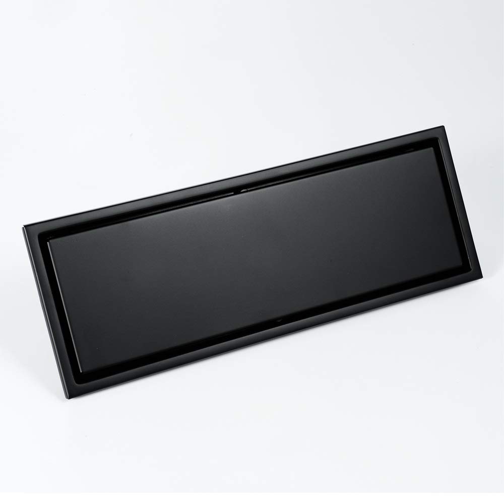 Bodenablauf Edelstahl Abnehmbarer 30x11cm Edelstahl Linear Bodenablauf Badezimmer Dusche WC Anti-Geruchs-Drains Tile Insert Schwarz/gebürstet Gold(119A Brushed)
