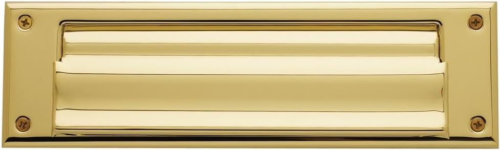 Baldwin 0017.003 Hinged Magazine Size Letter Box Plate, Lifetime Polished Brass