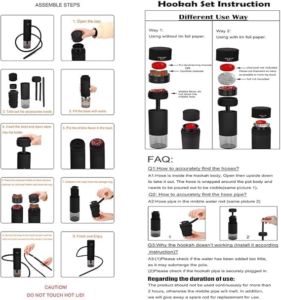 Image of Al Kian Portable Hookah Cup Set with Metal Protection, Premium Silicone and Acrylic Materials, Travel Friendly Design, Anti-Slip Net, Black and Multi-Colour (GREY)