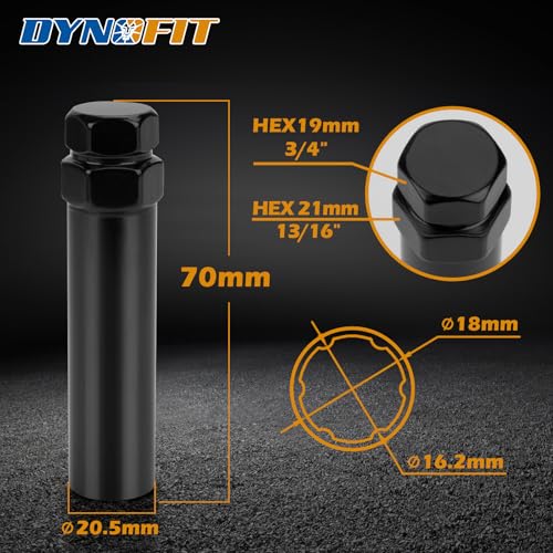 Image of DYNOFIT 6 Spline Tuner Lug Nuts Key for Wrench with 3 /4 inch (19mm) and 13 /16 inch(21mm) Hex, Aftermarket Spline Lug Nut Socket Replacement Tool for 1 /2 inch 12x1.5 12x1.25 Wheel Nuts