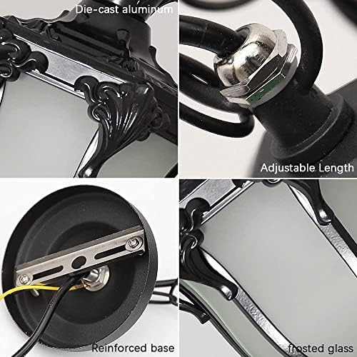 Miniatura 8 de Lámpara colgante de techo impermeable estilo rústico victoriano E26 para exteriores, lámpara de araña impermeable para exteriores, corredor europeo