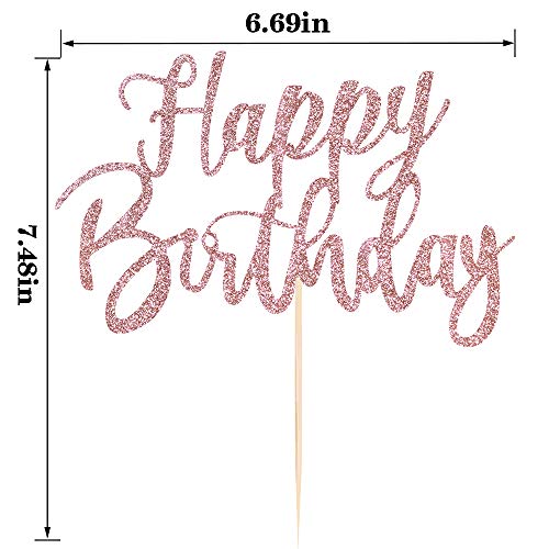 Yuinyo Handmade Glitter Happy Birthday Cake Topper, Happy Birthday Cake Bunting Decor,Birthday Party Decoration Supplies (Rose Gold) #TOP3