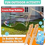 Giant Bubble Wand, Big Bubble Wand, Huge Rope, 2 Pack Giant Bubble Wooden Wands & 256 Ounces Bubble Mix Concentrate Refill, Party Outdoor Summer Toys Activities for Kids Boys and Girls Kit - Image 2
