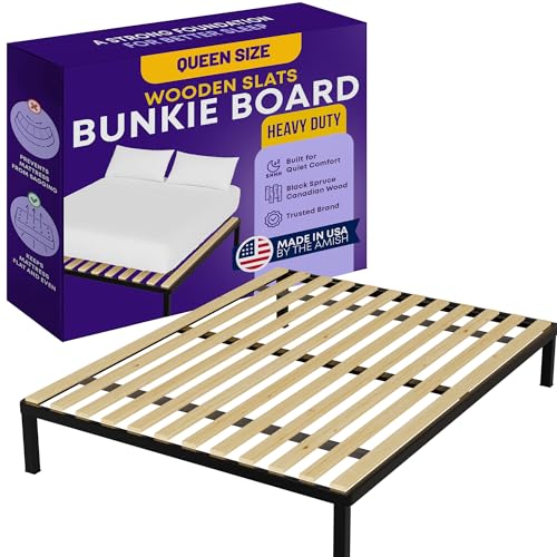 Greaton, Wooden Queen Bed Slats for Support Under Mattress with Cover – Replacement Wood Slats for Queen Size Bed Frame – Under Mattress Support Without Extra Height – 3.38-Inch Standard Width