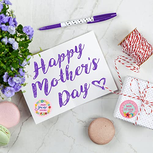 Happy Mothers Day Stickers 240 Pcs Floral Mother’s Day Sticker Sheets Round Labels for Decorations - Thumbnail 4