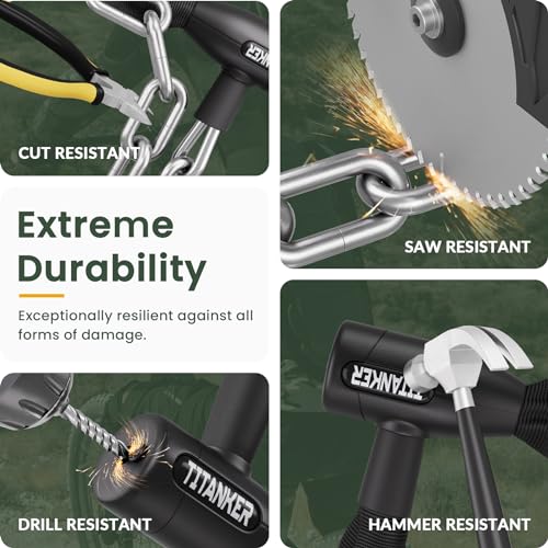 Image of Titanker Bike Chain Lock with Keys, 3.3 Feet Security Heavy Duty Anti-Theft Bicycle Chain Locks for Bike, Motorcycle, Bicycle, Door, Gate, Fence, Grill (6mm, 8mm, 10mm Thick Chain)