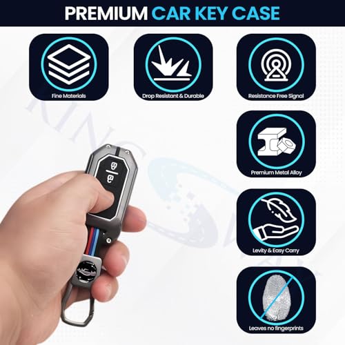 Image of KINGSWAY Maruti Suzuki Car Key Cover and Keychain Perfect Shape and Compatible with 2 Buttons Smart Key of All Maruti Suzuki Cars, Remote Key Shell, Car Key Chain Cover, 360 Protection, Gunmetal Grey