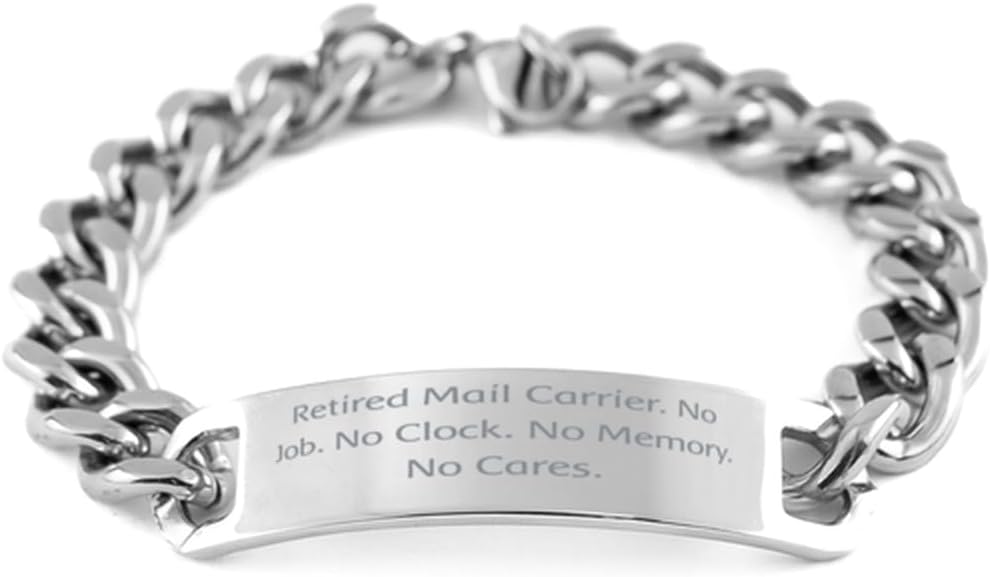 New Mail carrier Gifts, Retired Mail..., Unique Birthday Cuban Chain Bracelet For Coworkers, Engraved Bracelet From Team Leader, Letter carrier gifts, Postal worker gifts, gifts, Mailman gifts