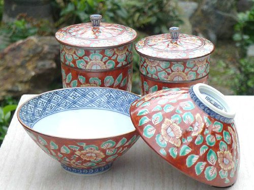 京焼 壱楽窯 蓋付組湯呑 赤濃牡丹唐草 単品 たち吉夫婦 京焼 壱楽窯 蓋付組湯呑 赤濃牡丹唐草 単品 たち吉夫婦