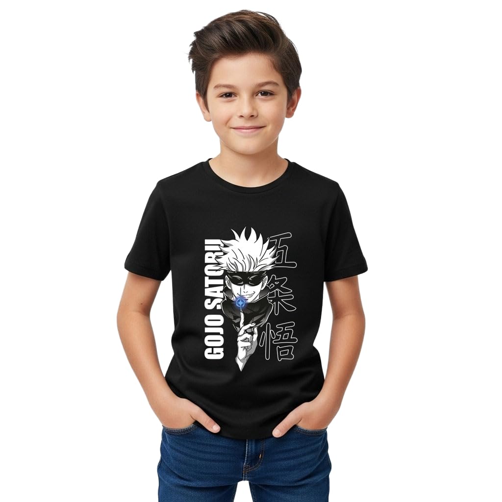 Khakey Boys Half Sleeve Round Neck Graphic Printed t Shirt | gojo satoru Tshirt - Review, Price and Buying Guide