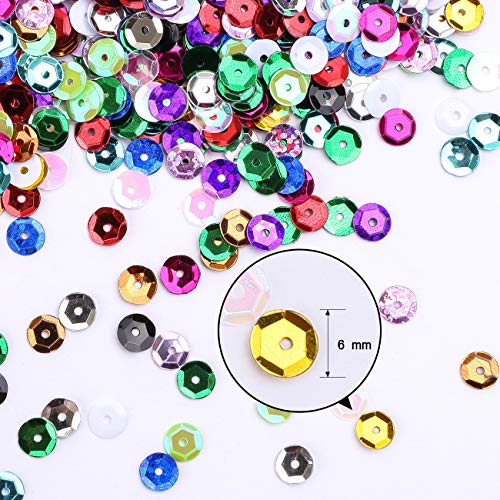 Naler 2800 Pieces 6MM Loose Sequins Cup Sequins Embroidery Sequins Iridescent Spangles for Crafts Sewing Wedding Christmas Easter Decorations, White Iridescent