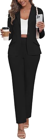 MorwenVeo Women 2 Piece Suit Set Business Blazer Sets Pencil Pant Suits | Long Sleeve,Casual Open Front Blazer Jackets,Pencil Pant Suits,Ideal For Work Office,Fall Outfits