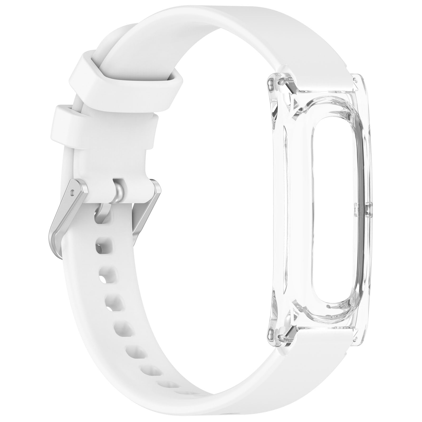 Strap with Protective Case for Google Fitbit Air, 5.5-8.7 Inch Adjustable Wristband, Precision Silicone Replacement Band with Metal Buckle Easy Install Watch Accessory