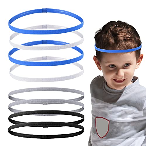 Bansusu - Boys Headband For Kids With Non-Slip Inner Silicone Ring, 8 PCS Nylon & Silicone Circumference 7.87" Sports Headband With Nylon Sweat Resistance Suitable For All Recreational Sports