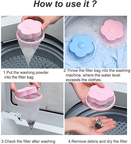 4 Pieces Pet Hair Remover for Laundry, Reusable Safety Floating Lint Mesh Bag, Hair Filter Net Pouch Washer Hair Catcher, Dogs and Cats Hair Catcher for Washing Machine - Thumbnail 4