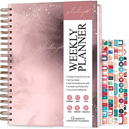 Image of Planberry Large Weekly Planner, Undated Life & Budget, Rose Gold
