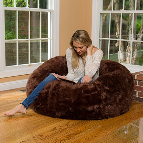 Comfy Sacks 4 Ft Memory Foam Bean Bag Chair, Brown Furry #TOP3