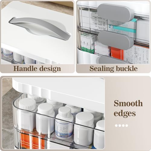 image for ARSTPEOE 3-Tier Medicine Organizer - Portable Medicine Cabinet with Le