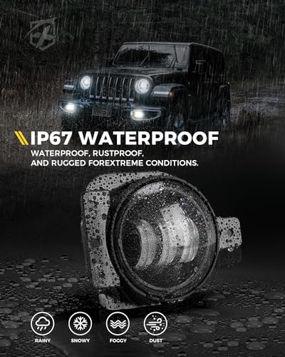 Image of 300% Bright 60W LED Fog Lights 6500K Compatible with 18+ Jeep JL JT, White