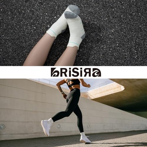 Image of BRISIRA Coolmax Bamboo Viscose Women Compression Running Ankle Socks No Show Athletic Wicking Thick Cushioned Arch Support