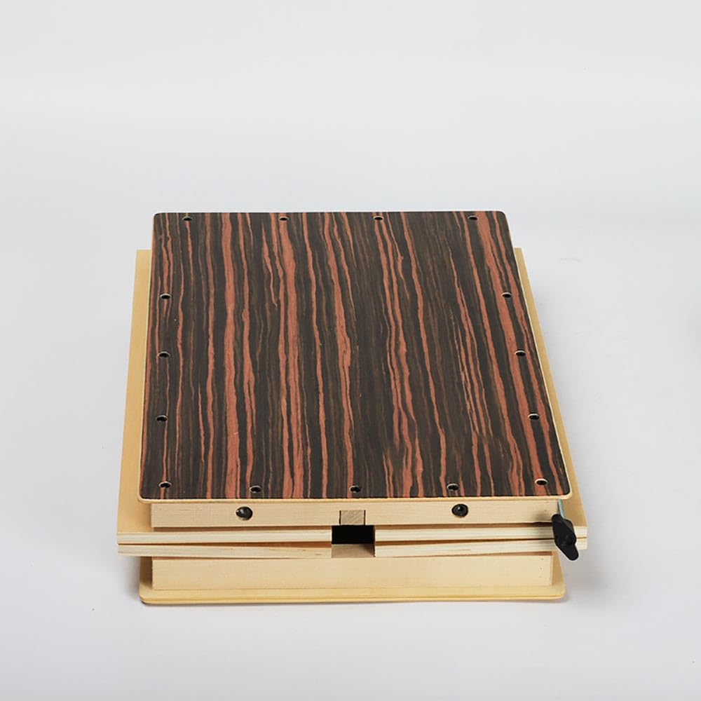 Cajon, Holz-Trommelbox für Erwachsene – Handtrommel, faltbar, Gummibasis, Naturholzfarbe, interne Gitarrensaiten, Percussion-Instrument, 30 x 30 x 48 cm
