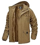 MAGCOMSEN Herren Fliegerjacke Winter Cargo Jacken Militär Jacke für Männer Übergangsjacke Warm Outdoorjacke Baumwolle Blouson mit Multi Taschen Khaki L