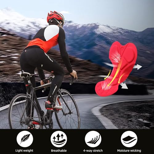 Souke Sports Calça legging masculina longa acolchoada 4D para ciclismo ao ar livre, Veludo preto, GG