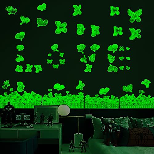 Glow In The Dark Butterfly Stickers, Butterfly Gifts For Girls Butterfly Decals Butterfly Wall Decor As Birthday Gift For 1-10 Year Old Girl Kids #TOP2