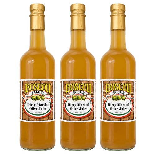 Boscoli Family Dirty Martini Olive Juice 25 oz Pack of 3, Premium Olive Brine Cocktail Mixer, All Natural Gluten Free Dirty Martini Mix for Vodka, Gin, Bloody Marys, Miceladas and Home Bars