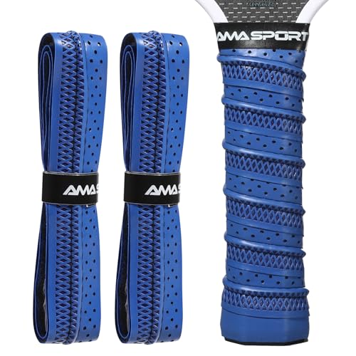 AMA SPORT Pickleball Paddle Grip Tape 2 Pack Pickleball Overgrip Replacement Grip Wrap for Pickleball Rackets Anti-Slip Grip Ridge Easy Installation and Long-Lasting Performance (Dark Blue)