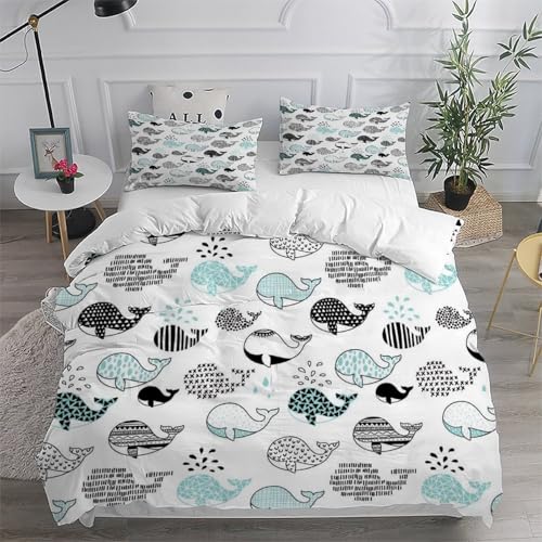 Housse de couette baleines parure de lit microfibre 220x240cm