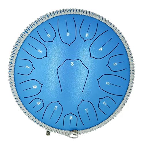 Steel Tongue Drum New 14 Inch Steel Tongue Drum, 15 Notes C Tone Hand Pan Percussion Drum, Ethereal Drum Instrument Set with Drum Carry Bag, 2 Drumsticks, Tutorial Book, Note Stickers ( Color : Blue )