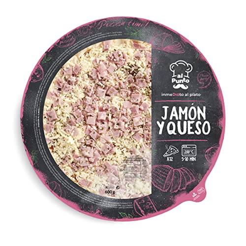 DIA AL PUNTO pizza familiar de jamón y queso envase 600 gr