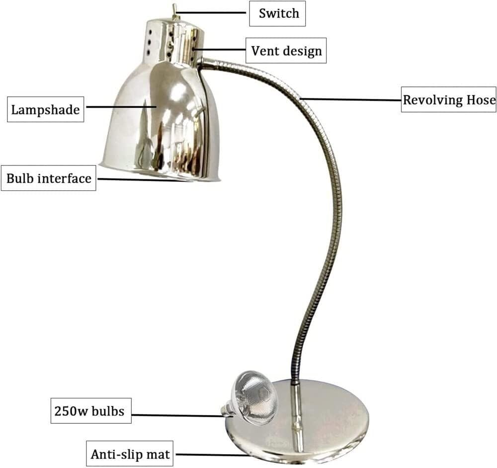 Lampy do podgrzewania potraw w bufetach Lampa na podczerwień do podgrzewania i ogrzewania żywności, pojedyncza żarówka(Bronze)