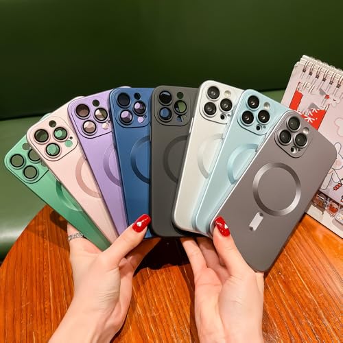 Étui de téléphone magnétique avec couverture mate et protection d'objectif pour iPhone 15 Pro