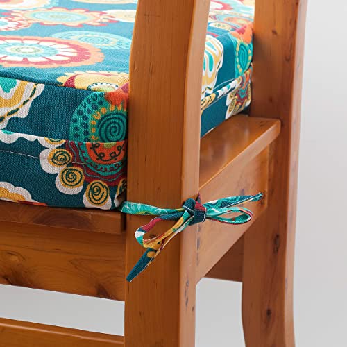Magpie Fabrics Indoor Outdoor Cushion Cover Replacement 2 Pack, No Insert! Water Repellent Slipcover With Ties Decor For Patio Garden Chair Sofa Bench Wicker(Heronsbill Turquoise Green, 24X24X4 Inch) #TOP7
