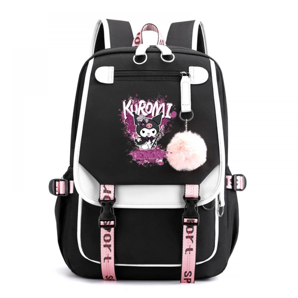 GoodernCompatible for My Melody Kuromi Backpacks with USB Charging Port  Kawaii Backpacks Travel Laptop Backpack Kuromi Bag Cute Cartoon My Melody