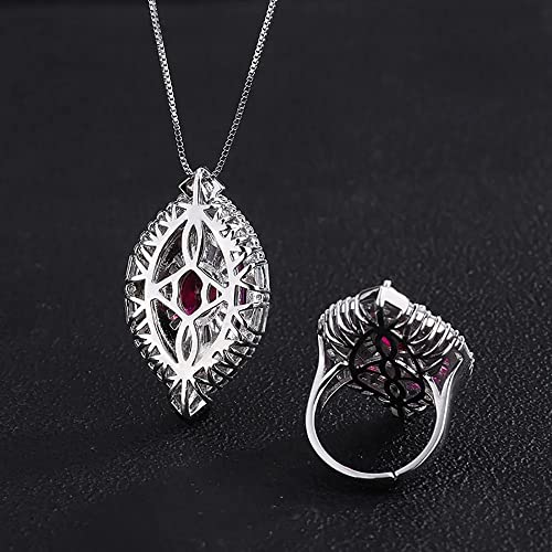 Bagues et Collier Rubis 8x10mm anti-ternissement pour Mariage