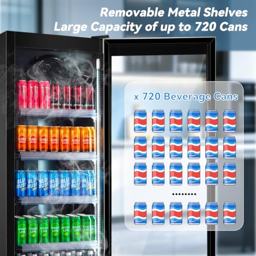 Image of Tylza Glass Door Beverage Display Refrigerator 720 Can Black