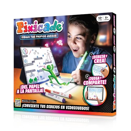 PIXICADE Convierte Tu Dibujo en Videojuego en 30 segundos, Kit Creativo Infantil + App Interactiva, Juego Fácil, Educativo y Divertido, Versión Española