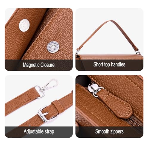 Crossbody Purses for women Vegan Leather Designer Handbags Trendy Top Handle Small Shoulder Bags with Flap4