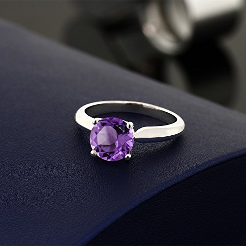 Gem Stone King 925 Sterling Silver Purple Amethyst Solitaire Engagement Ring For Women (1.10 Cttw, Round 7MM, Gemstone February Birthstone, Available In Size 5, 6, 7, 8, 9)3