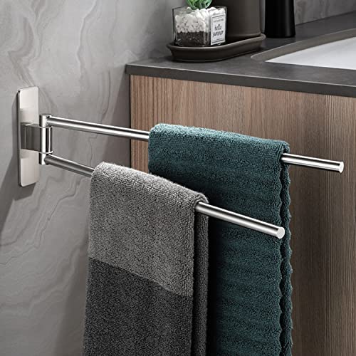 Dvocel Porta Asciugamani Bagno In 304 Acciaio Inox Spazzolato Adesivo Senza Foratura a Muro da Parete 2 Bracci Girevole Cucina