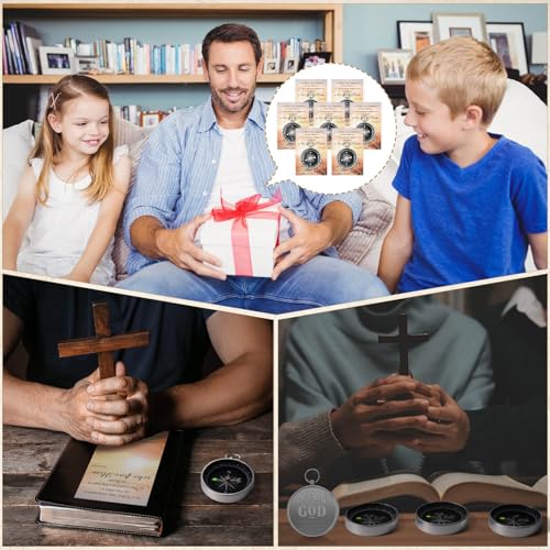 20 Sets Compass Bulk Gifts Father's Day Bible Verse Mini Compass Man of God Religious Cards Christian Cards y bolsas OPP para Papá Regalos de Pastores Decoración Náutica de Viaje para Fiesta miniatura 5