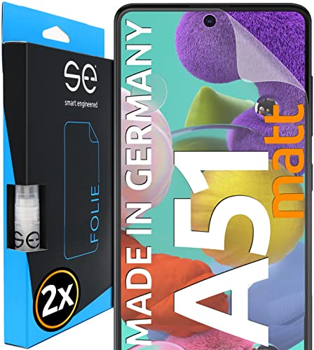 2 Folie ochronne 3D na ekran Samsung Galaxy A51 [smart engineered] - nie refleksujące, matowe, montowane na mokro, z idealnie dopasowanym wykrojenieniem, odporne na zarysowania