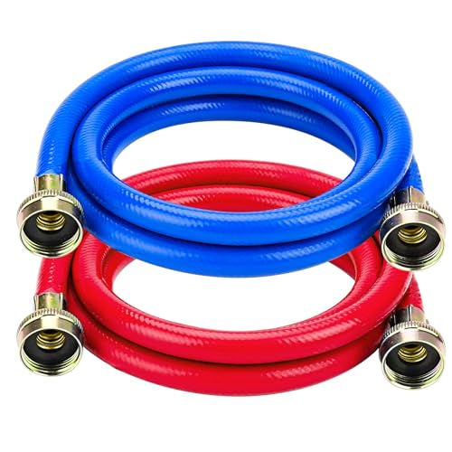 Cenipar 6FT Rubber Washing Machine Hoses Burst Proof 2 Pack For Hot and Cold...
