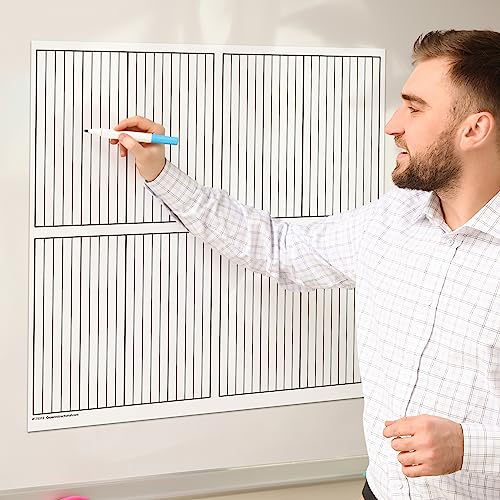 Aimant effaçable à sec repositionnable à 4 quadrants et grille de 1 pouce précise - 2